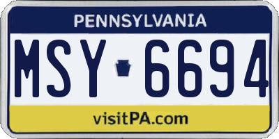 PA license plate MSY6694