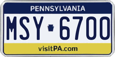 PA license plate MSY6700