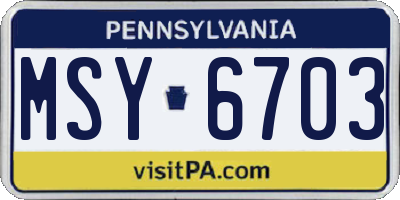 PA license plate MSY6703