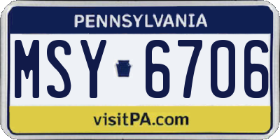 PA license plate MSY6706