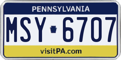 PA license plate MSY6707