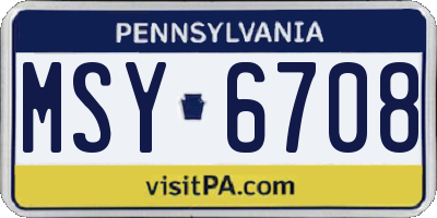 PA license plate MSY6708