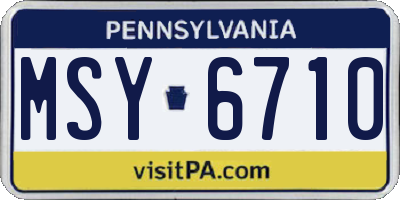PA license plate MSY6710