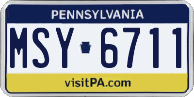 PA license plate MSY6711
