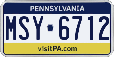 PA license plate MSY6712