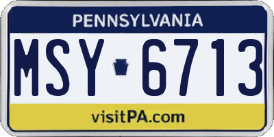 PA license plate MSY6713
