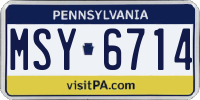 PA license plate MSY6714