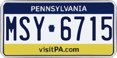PA license plate MSY6715
