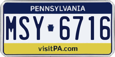 PA license plate MSY6716