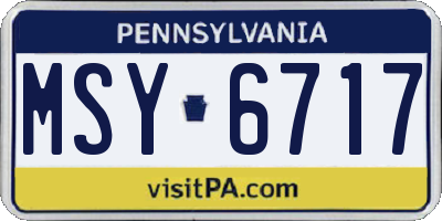PA license plate MSY6717