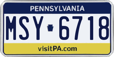 PA license plate MSY6718