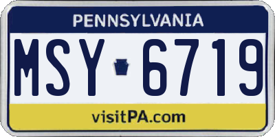 PA license plate MSY6719