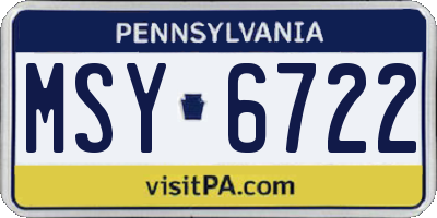 PA license plate MSY6722