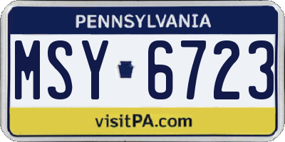 PA license plate MSY6723