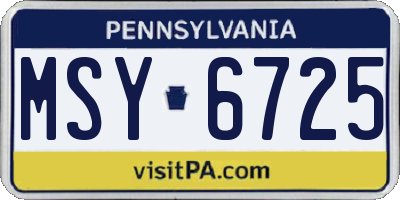 PA license plate MSY6725