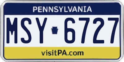 PA license plate MSY6727