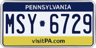 PA license plate MSY6729