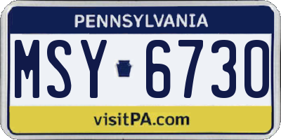 PA license plate MSY6730