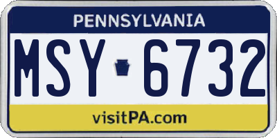 PA license plate MSY6732