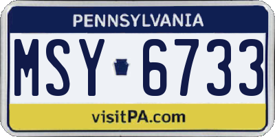 PA license plate MSY6733