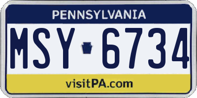 PA license plate MSY6734