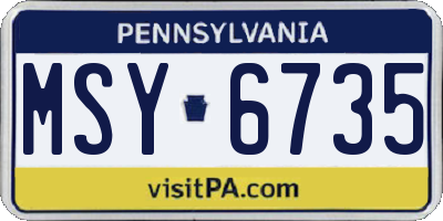 PA license plate MSY6735