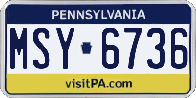 PA license plate MSY6736