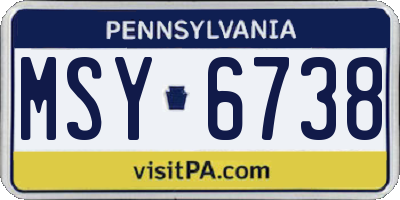 PA license plate MSY6738