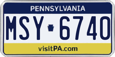PA license plate MSY6740