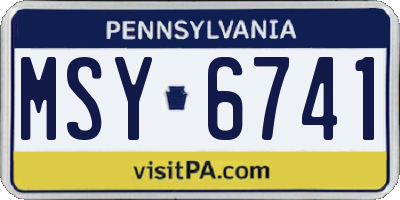 PA license plate MSY6741