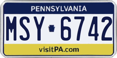PA license plate MSY6742