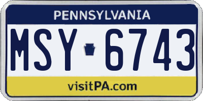 PA license plate MSY6743
