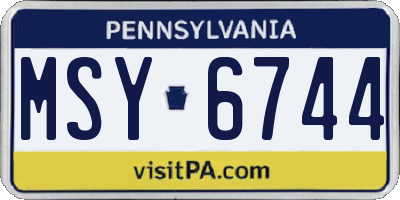 PA license plate MSY6744