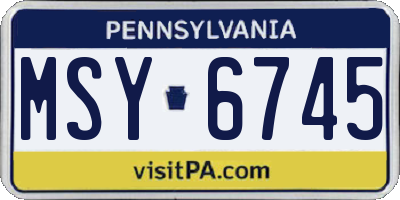 PA license plate MSY6745