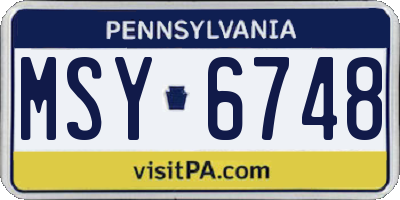PA license plate MSY6748