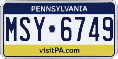 PA license plate MSY6749