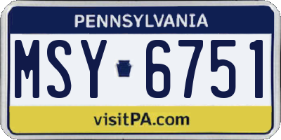 PA license plate MSY6751