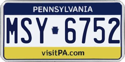 PA license plate MSY6752