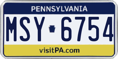 PA license plate MSY6754