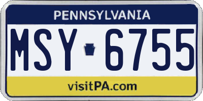 PA license plate MSY6755