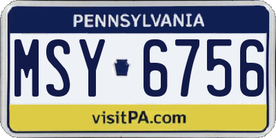 PA license plate MSY6756
