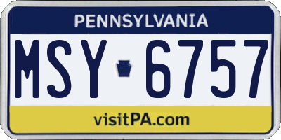 PA license plate MSY6757