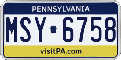 PA license plate MSY6758