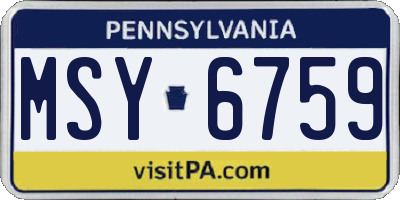 PA license plate MSY6759