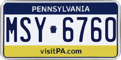 PA license plate MSY6760