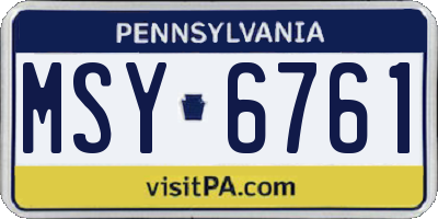 PA license plate MSY6761
