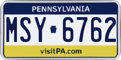 PA license plate MSY6762