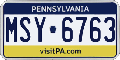 PA license plate MSY6763