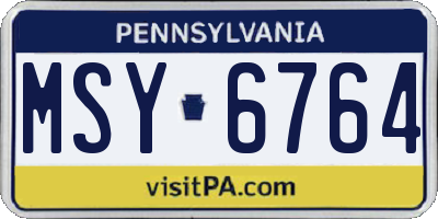PA license plate MSY6764