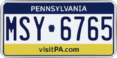 PA license plate MSY6765